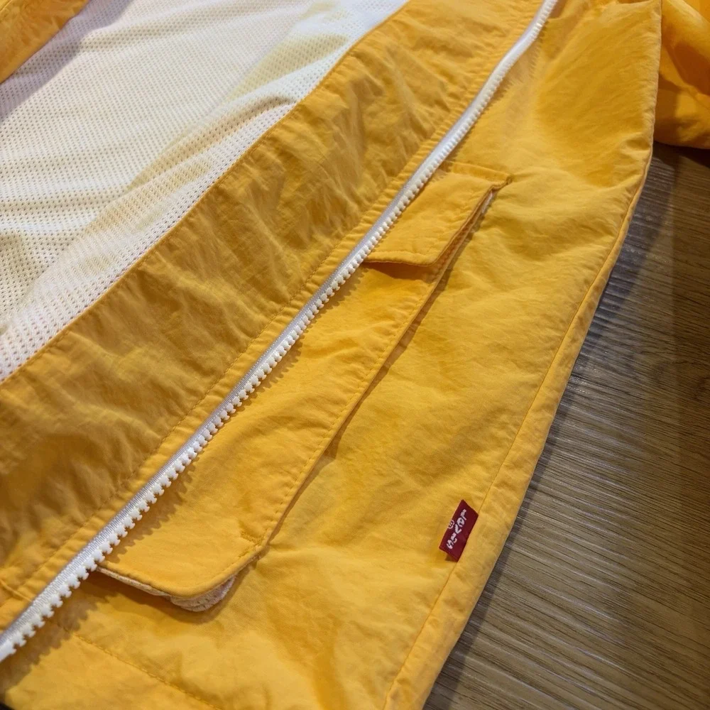 Levi's Hooded Rain Jacket Men's XL Yellow Windbreaker Jacket Full Zip Utility - Picture 10 of 15